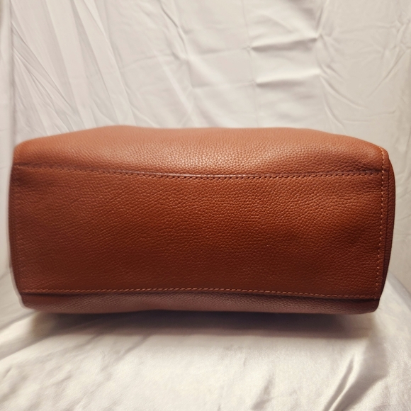 Coach Pebbled Turnlock Chain Brown Leather Tote Bag With Gold Accents 57107 - Picture 3 of 6